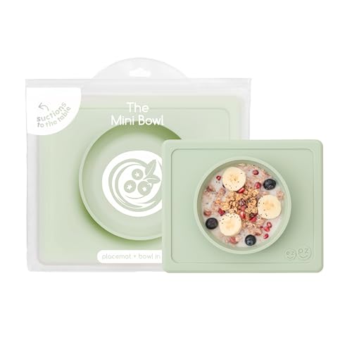 ezpz Mini Bowl (Sage) - 12 Months+ - 100% Silicone Suction Placemat + Bowl for Toddlers - Comes with...