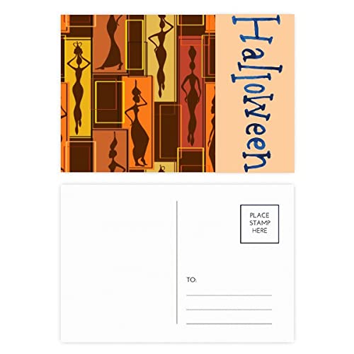 Cartes postales Halloween femme aborigène africaine - Lot de 20 à offrir