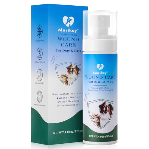 Morikey Pet Wound Care,Gentle Formula Wound Spray for Pets, Helps with Rashes,Itching,Skin Irritations, Hot Spots,Bites, Non-irritating for Relief & Treatment,Safe for Dogs&Cats,4.06OZ