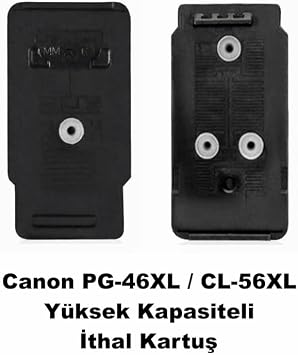 Canon uyumlu E414 PG-46XL/CL-56XL Siyah ve Renkli Y ksek Kapasite T pal  Muadil Dolabilen Kartu  Seti