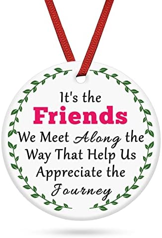 Best Friends Christmas Ornament Gifts for Women Besties Sister Friendship Keepsake for BFF Female Birthday Gifts Xmas Tree Decorations Gifts for Neighbors Christmas Decor Ceramic Ornament Sign