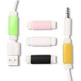 VizGiz 20 Pack Cube Square USB Cable Earphones Protector Colorful Charger Saver Sleeve Protective Cover Case For Apple Lightning Charger Iphone 4 5 6 Plus X 8 7 Plus 6S 5S Cases iPad Air Mini Earbuds