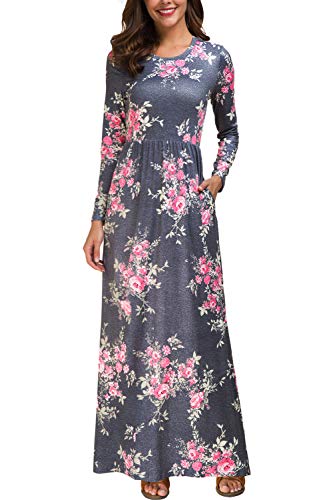 Zattcas Maxi Dress for Women Long Sleeve Long Dress Women A Waist Dress