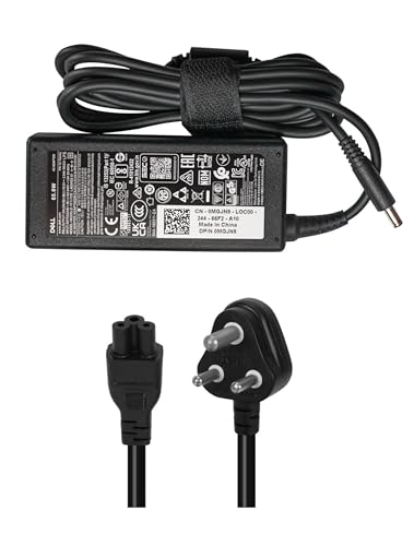 Image of Dell Laptop Adapter Charger 65w 19.5V 3.34A (New Pin 4.5 * 3.0mm) MGJN9 for Inspiron 11 (3147, 3148, 3152, i3152, 3153, 3157, 3158, 3162) Series (with FUGEN Power Cord) Black