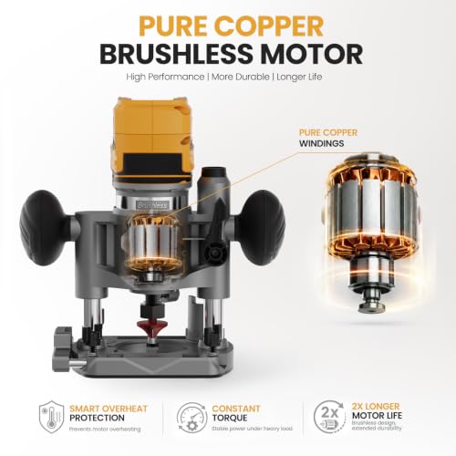 Image of Cordless Plunge Router Combo Compatible with Dewalt 20V 60V MAX Battery