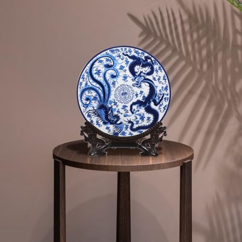 Decoración de porcelana oriental con diseño de fénix y soporte 5