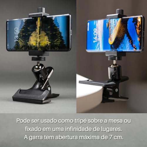 Kit Suporte de Celular Holder Encaixe com Rosca 1/4 Para Tripé Bastão Pau de Selfie Celular Smartpho