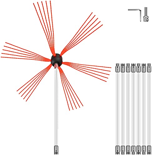 VEVOR Deshollinador Cepillo Nylon Cepillo Deshollinador 8 m Kit Deshollinador Flexibles 8 Varillas Deshollinador de Chimeneas 6M 8M 10M 12M Deshollinador de Chimeneas Leña Limpia Chimeneas