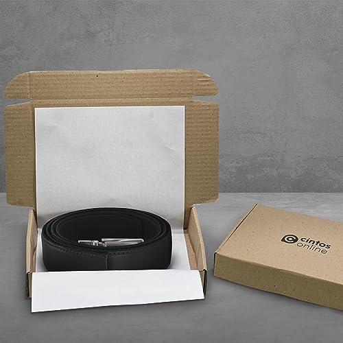 Cinto Masculino em Couro Social Classic (Preto, Fivela Preto Fosco)