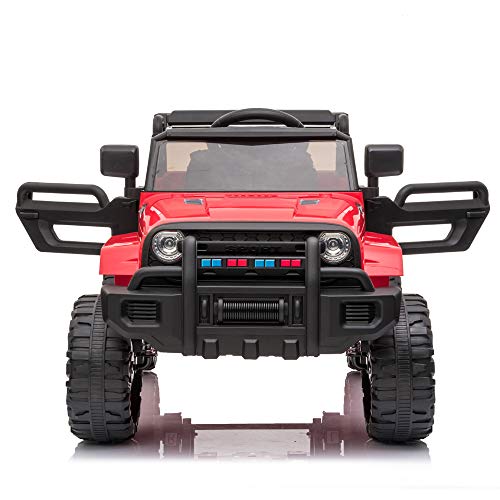 VALUE BOX Kids Ride On Truck 2.4G Remote Control, Kids Electric Ride-on Car 12V Battery Motorized Vehicles Age 3-5 w/ 3 Speeds, Spring Suspension, LED Lights, Horn, Music Player, Seat Belts (Red)