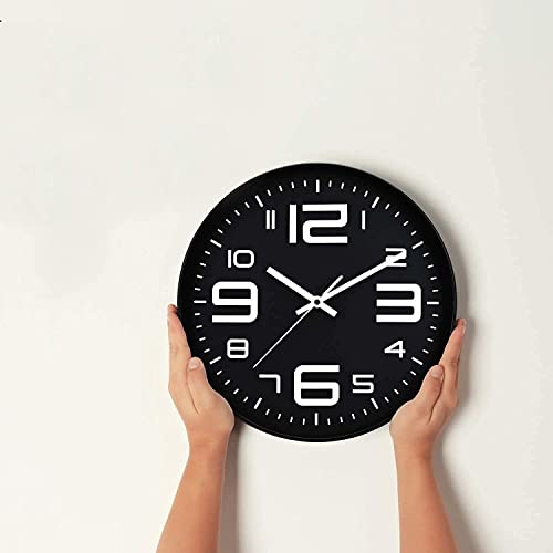 Image of TEKCOOL Wall Clock 12 inch Silent Quartz Decorative Wall Clock Non-Ticking Classic Clock Battery Operated Round Easy To Read For Room /Home /Kitchen /Bedroom /Office /School -Analog,Plastic Black white'