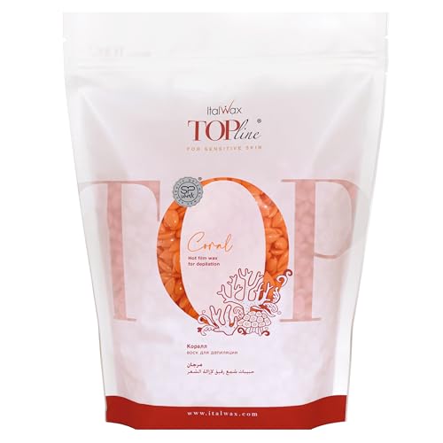 Italwax Top Line Coral Hard Wax Beads 1.65 lb (750 g) – Creamy Strong Grip Wax for Bikini & Coarse Hair, Suitable for Sensitive Skin, Professional Use – Made in Italy
