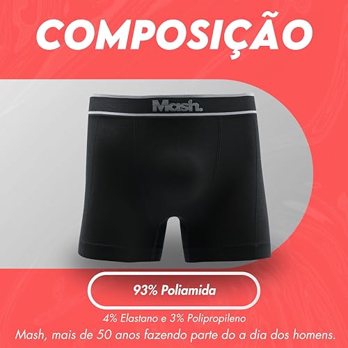 MASH Kit 2 Cuecas Boxer Cueca Microfibra Sem Costura Box Masculina Adulto, 2 Pretos, M