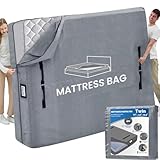Mattress Bags for Moving and Storage, BETU Twin Mattress Protector Waterproof Mattress Cover with 8 Heavy Duty Handles and Zipper Extra Thick Moving Supplies for Dorm Bed Reusable (77x42x13.5 Grey)