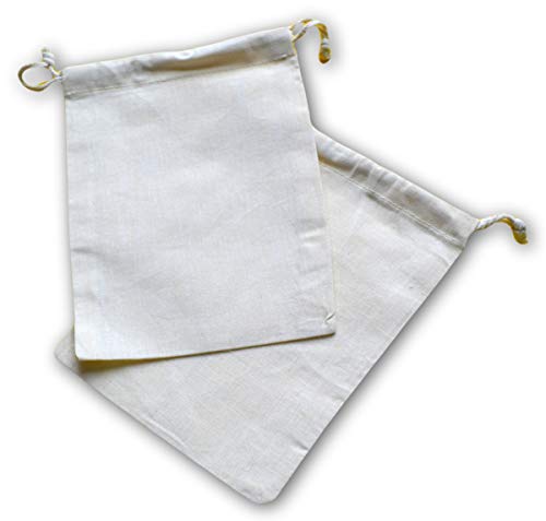 REUSABLE ECO FRIENDLY 100% COTTON DOUBLE DRAWSTRING MUSLIN BAGS 5x7 inches (Natural Color)-100 count pack