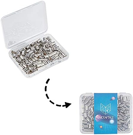 UNICRAFTALE 100pcs 2 Sizes 3mm/4mm Barrel Cord Ends 304 Stainless Steel End Caps Leather Cord Ends Terminators End Tip Bead Caps for Leather Cord Bracelets Jewelry Making