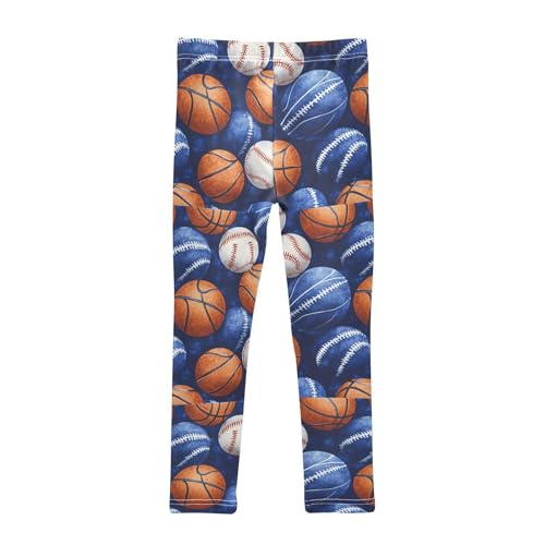 Boccsty Blue Sports Basketballs Footballs Girls Leggings Kids Yoga Pants Dance Active Tights 4T2