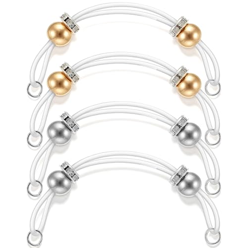 Yolev 4pcs / 2 Pairs Nipple Jewelry Non Piercing with Silver Gold Beads - Adjustable Silicone Fake Nipple Piercing for Unisex Adult Body Jewelry