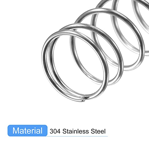 Image of uxcell Compression Spring, 5Pcs 304 Stainless Steel, 11mm OD, 0.8mm Wire Size, 20mm Free Length, Silver Tone
