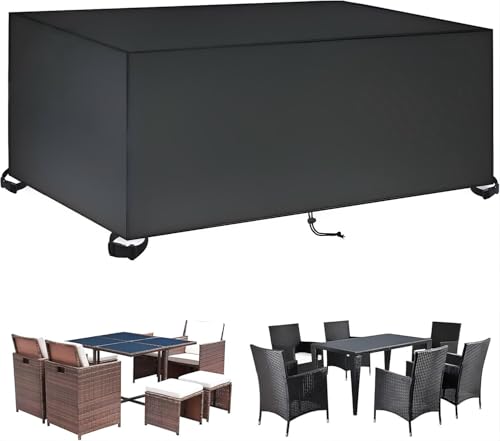 ZCHCJ Patio Furniture Covers Outdoor Table Cover Waterproof Rectangular 420D Garden Dining Table Cover Wind Dust Proof Anti-UV Patio Table and Chair Set Covers64 L x 76" W x 8" H /162x192x20cm Black