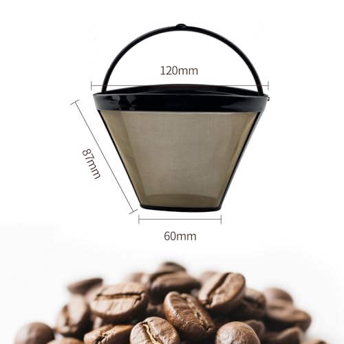 VELLUSTRA 2 PCS Kaffeefilter aus Edelstahl Für 8-12 Tassen Kaffee, Filtergröße 4, Mit Edelstahlgewebe, Kaffee Filter Mesh Korb Waschbar Kaffeefilter Wiederverwendbar Dauerkaffeefilter (Schwarz)