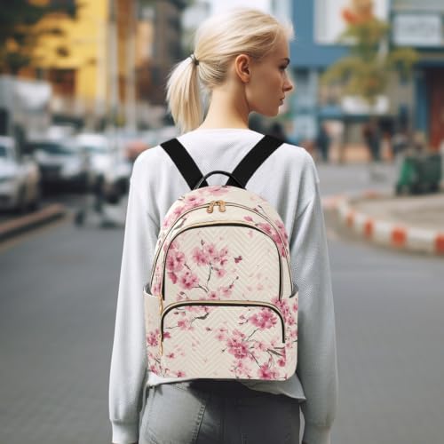 Image of ALAZA Cherry Blossom Petals Pattern Medium Backpack Purse for Women Travel Bag Fashion Daypack Back Pack Shoulder Bag