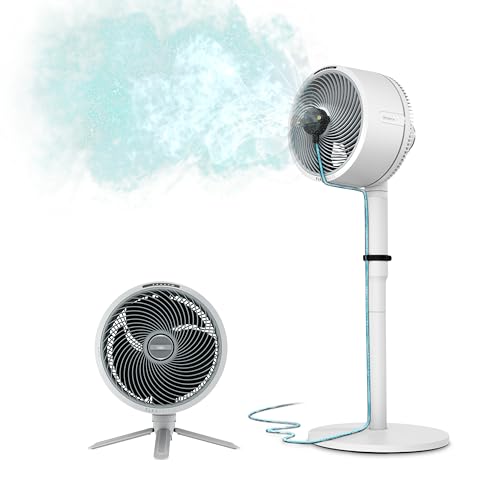 Shark FlexBreeze Pedestal & Tabletop Oscillating Fan with Remote, Indoor & Outdoor, Portable, Corded & Cordless with InstaCool Misting Attachment, White, FA222WH