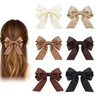 6 Stück Satin Haarschleifen Clips für Damen & Mädchen, Elegante Schleife Haarspangen mit Metall-Haarklammer, Stilvolle Haar Accessoires für Alltag, Party, Hochzeit & Geschenk