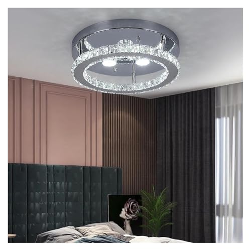 Lustre circulaire cristal LED moderne plafonnier blanc froid 30cm