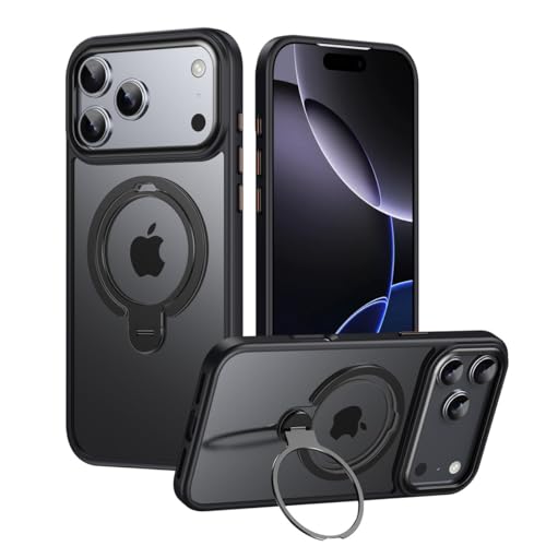 Coque iPhone 17 Pro Max antichoc silicone transparent givré et anneau support
