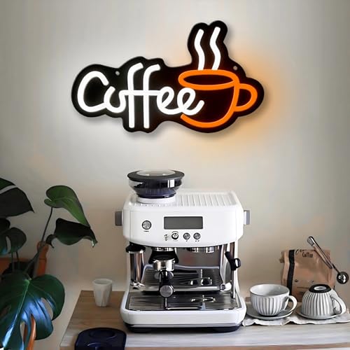 EZMYMA Coffee Neon Signs,Small Coffee Bar Sign Decor Dimmable USB Powered Coffee Signs For Coffee Bar Decor,Coffee Stantion,Coffee Wall Decor For Kitchen Home,12.6 * 9 Inch