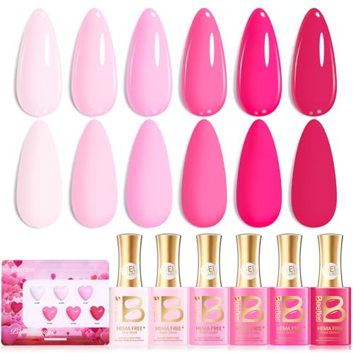 Beetles Pink Gel Polish Set - Pink Escape, 6 Colors with Color Card