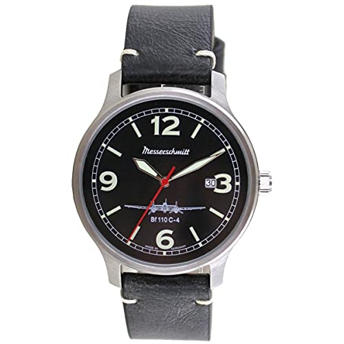 Messerschmitt BF110C-4 montre pour homme style aviateur avec cadran vintage noir