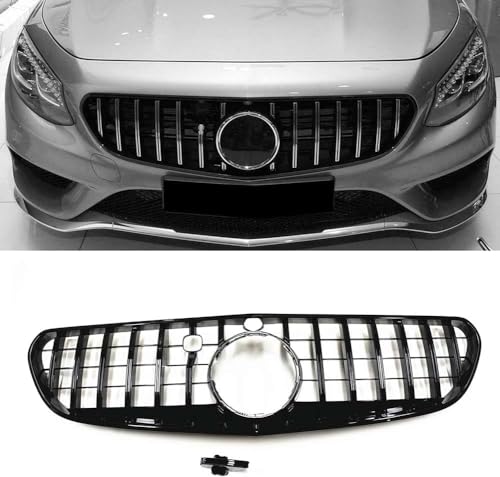 JNLIFT Parrilla Delantera del Coche para Mercedes-Benz C217 W217 S Coupe Class 2015-2017 S500,Parrilla del Radiador Delantero para Parachoques Delantero,Rejilla ABS Tuning Accesorios