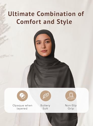 VOILE CHIC Breathable Modal Hijab Scarf for Women - Premium Lightweight Head Scarf Wrap2