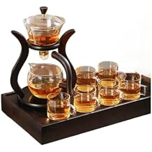 High Borosilicate Glass Tea Set, Semi-Automatic Tea Maker, Lazy Teapot, Kung Fu Tea Set, Magnetic Water Separation, Bowl with Rotating Lid Pot+6 Cups