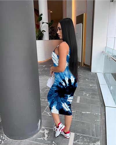 Image of Nimsruc Women Casual Sexy Tank Top Bodycon Dress Summer Pencil Sleeveless Basic Midi Club Dresses