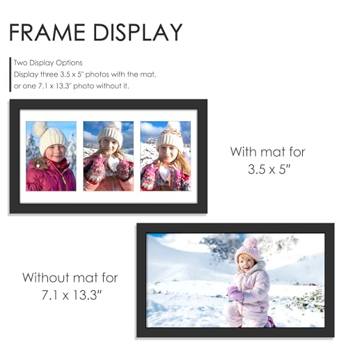 Image of DUENPY 7.1x13.3 Picture Frame 3-Opening 3.5x5 Collage Picture Frame Displays Three 3.5x5 inch Photos Collage Wall Decor Wall Hanging or Tabletop Black