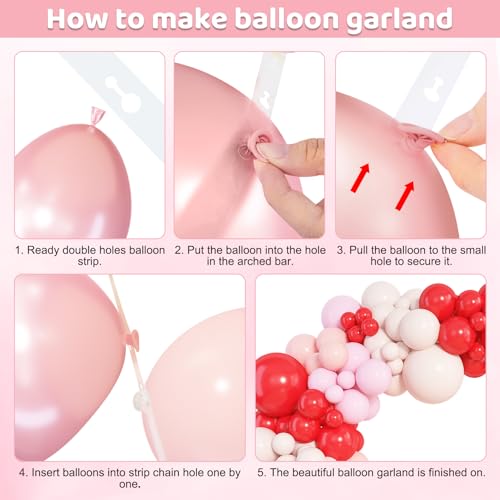 Image of Amandir 153pcs Red and Pink Balloons Arch Garland Kit Different Sizes