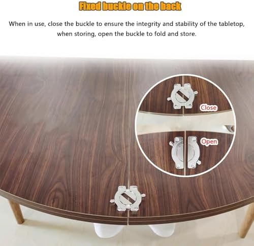 Folding Round Table Top Extender, Adjustable 120-240cm Diameter, Space-Saving Wooden Table Top for Dining, Events, and Parties (C, 150cm / 59")