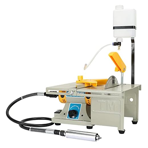 Upgraded Jewelry Polishing Machine, Mifxion Rock Grinder Bench Buffer Polisher, Mini Table Saw 110V for Gem Metal Woodworking with Complete Accessories