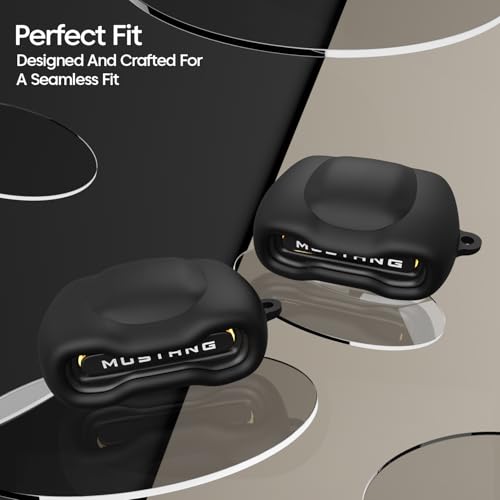 Image of Sounce Earphone Case Cover Compatible for GOBOULT Mustang Torq TWS Earbuds, Soft Silicone Skin Case Cover Shock-Absorbing Protective Case with Keychain [Front LED Visible] (Black)