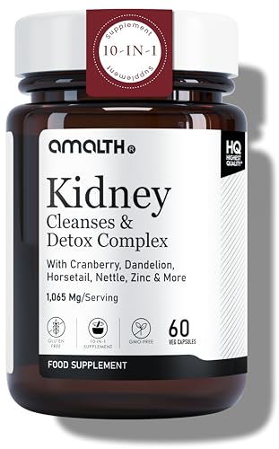 Kidney Cleanse Supplements Kidney Support Formula with Premium Cranberry Extract- Healthy Kidneys and Urinary Tract Support- Horsetail Dandelion Root Nettle Leaf & More 60 Veg Caps- Amalth