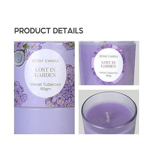Image of MINISO Scented Candles Home Wax Scented Candle Aroma Decoration Candles Gift for Home Decor-Lost in Garden,150G*2, Wild Flower+Velvet Tuberose