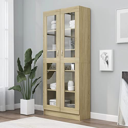 Willood Vitrinenschrank Bücherschrank Aktenschrank Büroschrank Vitrine Schrank Bücherregal Sideboard Sonoma-Eiche 82,5x30,5x185,5 cm Holzwerkstoff Willood Vitrinenschrank Bücherschrank Aktenschrank Büroschrank Vitrine Schrank Bücherregal Sideboard Sonoma-Eiche 82,5x30,5x185,5 cm Holzwerkstoff