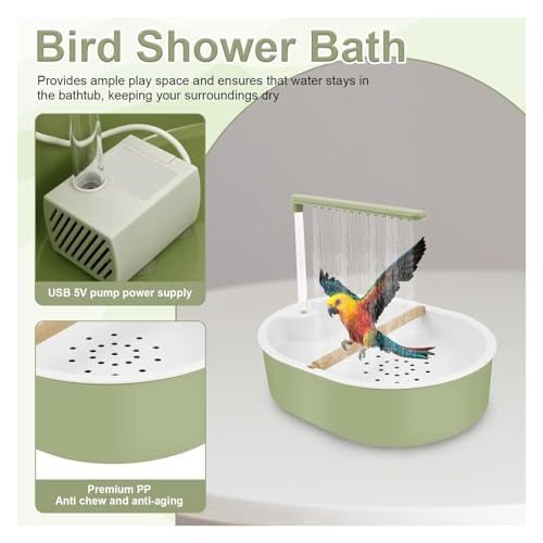 Ducha para loros con flujo de agua ajustable para evitar estrés 5