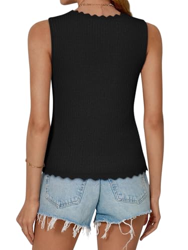 Image of COCCKO Womens Summer Tops Vacation Beach Outfits Cute Tie Front Crochet Vest Knit Sleeveless Sweaters