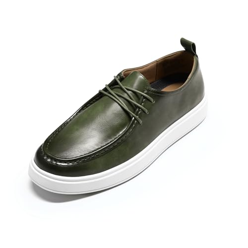 Allthemen Chaussures en Cuir Homme Casual Formal Derbies à Lacets Conduite Plat Comfort Oxford Élégant Léger Vert 45