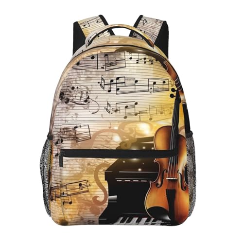Travel Laptop Backpack Lightweight Computer Bag Piano Violin Music Notes Casual Daypack Nurse Bag Business Work Bag