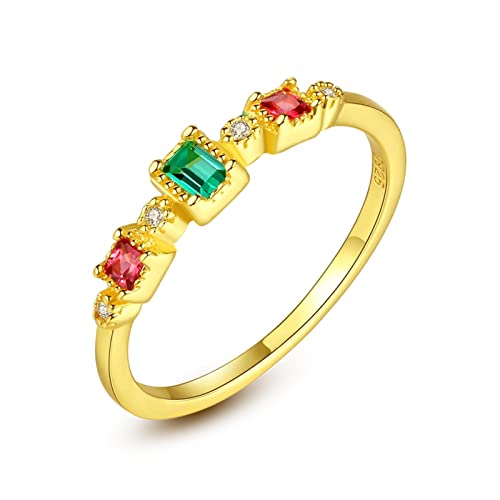 Bague empilable en topaze argent 925 avec pierres précieuses rondes pour femmes